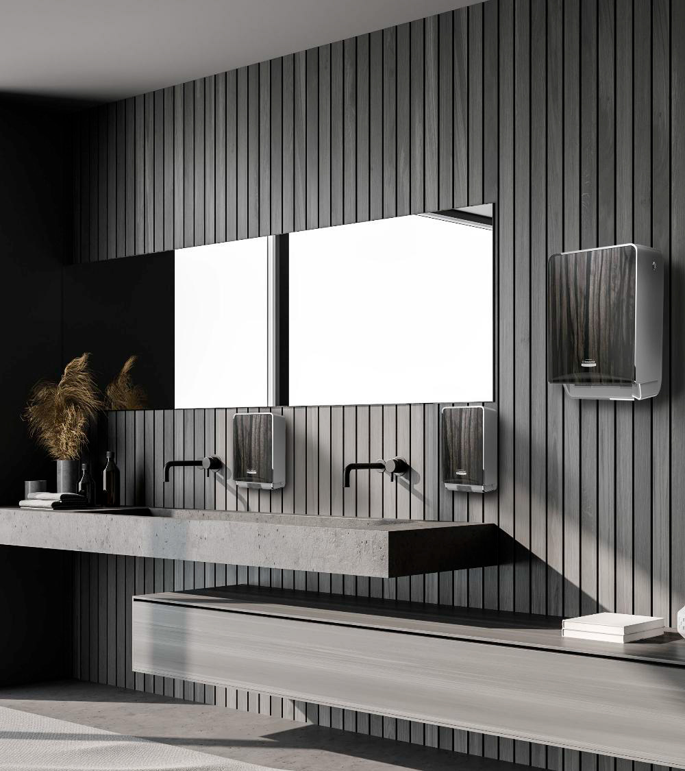 Un bagno allestito con i dispenser elettronico ICON di Kymberly-Clark