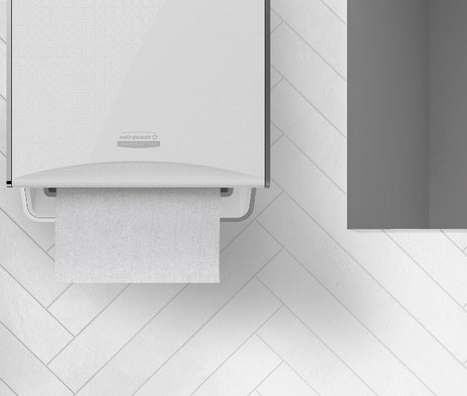 Il dispenser elettronico Icon di Kymberly-Clark su una parete di piastrelle