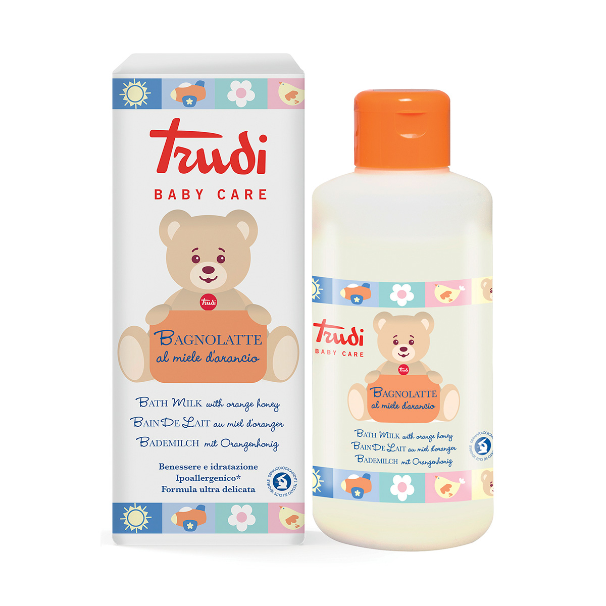 Bagnolatte al miele d'arancio Trudi Baby Care, flacone da 250ml